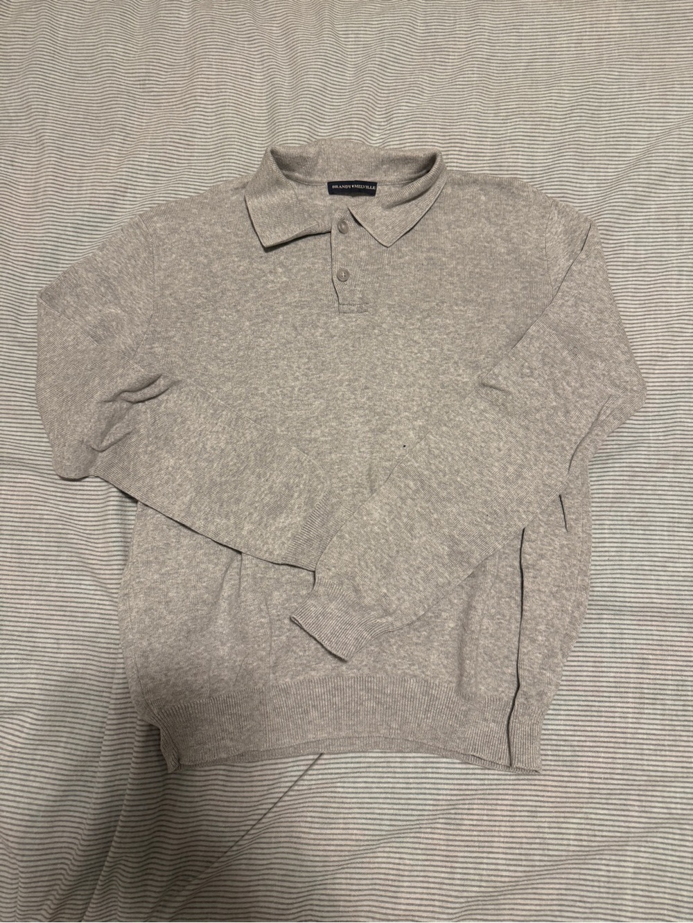 Brandy Melville Heather Grey Knit Polo Sweater